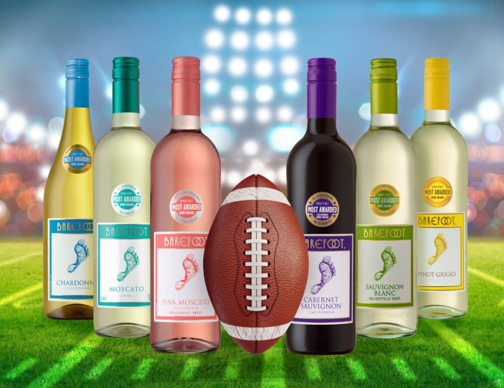 Barefoot Wines Family Bottle Shot with Football