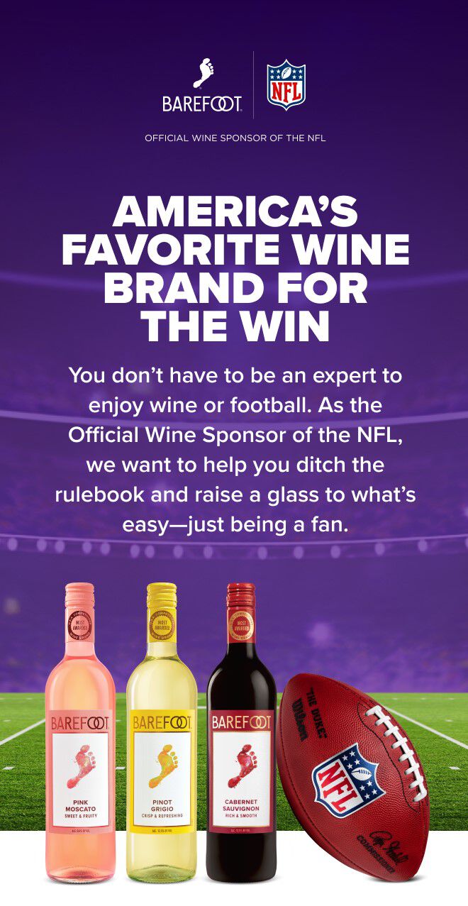 Barefoot is the Official Wine Sponsor of the NFL