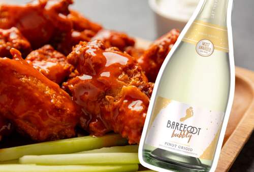 Bubbly Pinot Grigio + spicy chicken wings