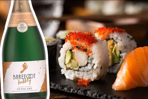 Bubbly Extra Dry Champagne + Sushi