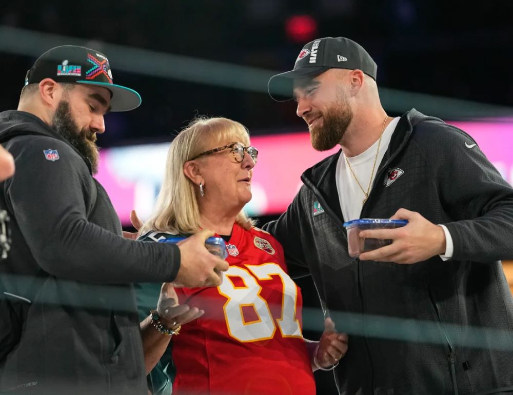 Donna Kelce and her sons Travis and Jason