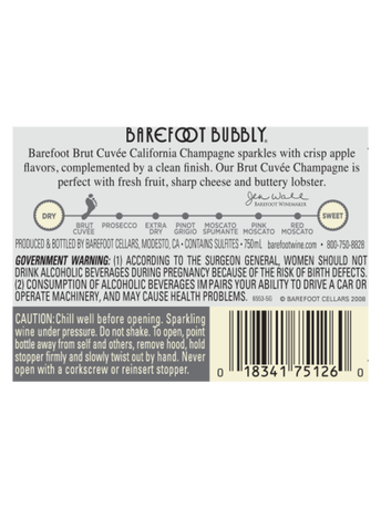 Barefoot Bubbly Brut Cuvee  750ML image number 4