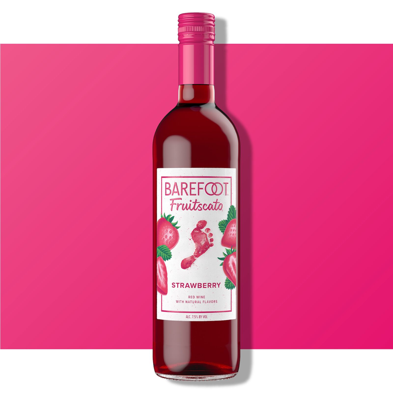 Barefoot Fruitscato Blueberry bottle against a blue and purple gradient background with blueberry imagery on the label